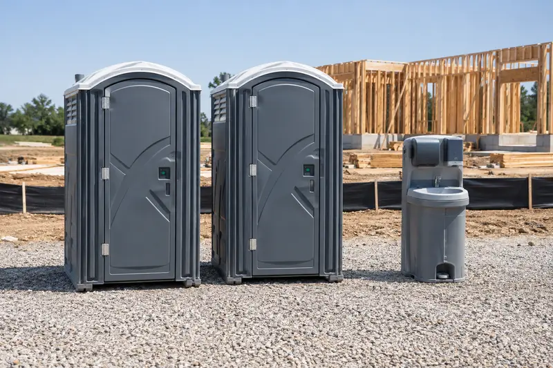 Portable toilets at a construction site