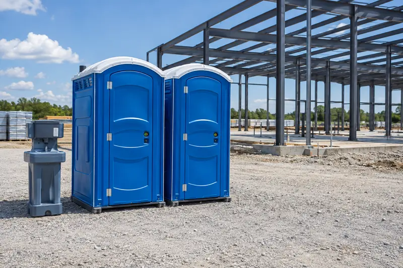 Portable toilets at a construction site